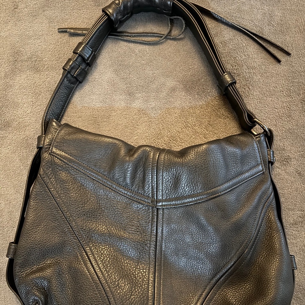 Botkier Boho Black Leather Shoulder Bag Purse - Picture 2 of 5